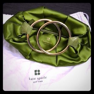 Elegant satin evening baguette with gold handles